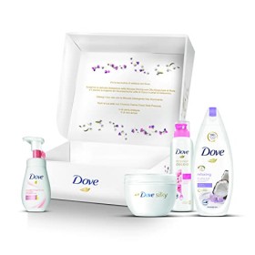 Dove Confezione Regalo Routine di Bellezza Donna con Mousse Doccia 200ml, Body Scrub Esfoliante 225 ml, Dove Docciaschiuma 250 m