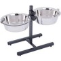 Supporto con 2 ciotole in acciaio - 2 x 4,2 l, Ø 28 cm, max H60 cm