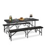 Relaxdays Set per Chiosco Birra in 3 Pezzi, Pieghevole, Modello Bastian, Rattan, Nero, 75.0x180.0x73.0 cm