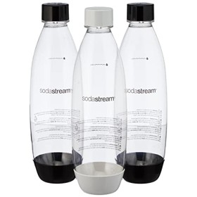 SodaStream 3000098 - Bottiglie per Gasatore, Confezione da 3, Bianco/Nero