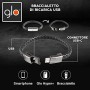 Glo Bracciale di Ricarica USB con Connettore USB-C Compatibile con Sigaretta Elettronica e Cellulari Colore Nero Effetto Similpe