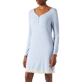 Marchio Amazon - Iris & Lilly Rib Lace Trim, Camicia da notte Donna, Blu (blu zen)., L, Label: L