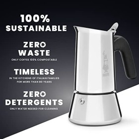 Bialetti Musa Restyling Caffettiera, 1 Cups, Acciaio Inossidabile, per fornello a gas, Argento