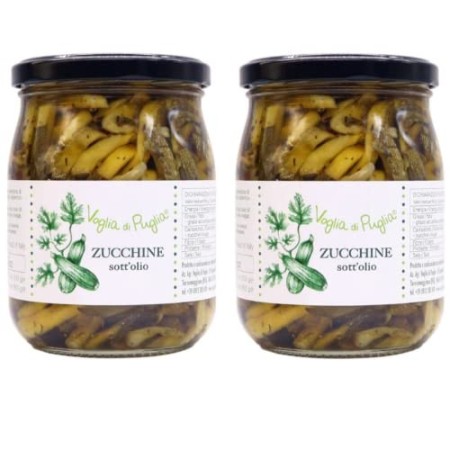 Voglia Di Puglia Zucchine Italiane A Fettine Sottolio In Olio Extravergine Di Oliva 2 Barattoli 1 kg