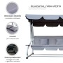 Outsunny Dondolo Letto da Giardino 3 Posti Schienale Reclinabile Tetto Regolabile Grigio 200×120×164cm