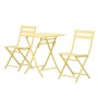 Outsunny Set Tavolo e Sedie da Giardino ed Esterno in Metallo Giallo, Set da 3 Pezzi Pieghevole e Salvaspazio