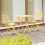 Outsunny Set Tavolo e Sedie da Giardino ed Esterno in Metallo Giallo, Set da 3 Pezzi Pieghevole e Salvaspazio