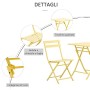 Outsunny Set Tavolo e Sedie da Giardino ed Esterno in Metallo Giallo, Set da 3 Pezzi Pieghevole e Salvaspazio