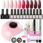 Shelloloh UV Gel Polish Starter Set 10pcs Nail Polish Nail Studio Set con 24W UV / LED Lampada per unghie Gel per unghie Color G