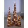 WeRChristmas, Decorazione natalizia : Alberelli in rattan (80 - 60 - 40 cm) con neve e stelline, con illuminazione LED, 3 pz.