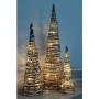 WeRChristmas, Decorazione natalizia : Alberelli in rattan (80 - 60 - 40 cm) con neve e stelline, con illuminazione LED, 3 pz.