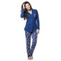 LOVABLE Cotton Interlock Set di Pigiama, Blu, L Donna