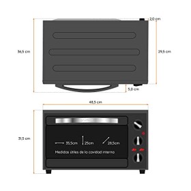 Grunkel HR-28N RM Forno Elettrico Multifunzione da Tavolo 28L con 3 Funzioni di Calore e Selettore di Temperatura fino a 230oC T