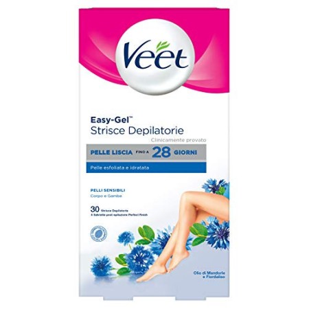 Veet Strisce Depilatorie Corpo Pelli Sensibili, 30 Pezzi
