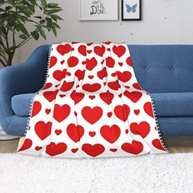 VunKo  Coperta con pon pon San Valentino Red Love 