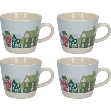 KitchenCraft - Set di 4 tazze natalizie in ceramica, Ceramica, 300 ml Set of 4