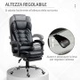 HOMCOM Sedia da Ufficio Regolabile Poltrona Girevole con Poggiapiedi Estraibile