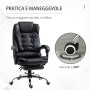 HOMCOM Sedia da Ufficio Regolabile Poltrona Girevole con Poggiapiedi Estraibile