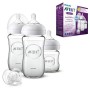 Philips AVENT Allattamento SCD303/01 Set Prime Poppate Natural, Kit Composto da 3 Biberon/1 Ciuccio, Transparente in Vetro
