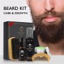 ALIVER Kit per la cura della barba, Kit per la barba, Olio per barba + Balsamo per barba + Shampoo per barba + Spazzola per barb