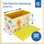 Bieco Scatola plastica con coperchio imbottito zoo per bambini | Portagiochi bambini con scompartimento & coperchio | Cesta pieg