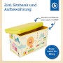 Bieco Scatola plastica con coperchio imbottito zoo per bambini | Portagiochi bambini con scompartimento & coperchio | Cesta pieg