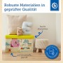 Bieco Scatola plastica con coperchio imbottito zoo per bambini | Portagiochi bambini con scompartimento & coperchio | Cesta pieg