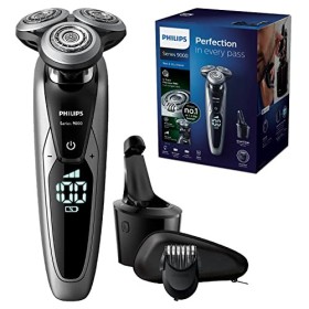 Philips Rasoi Elettrici S9711/32 Serie 9000 Rasoio Elettrico, Wet & Dry con Lame di Precisione, Regolabarba e Sistema di Pulizia