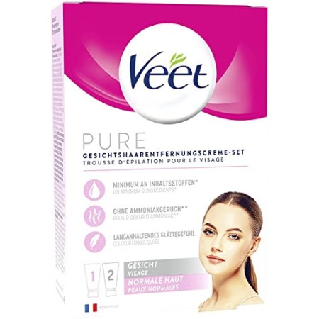 Veet Face - Crema depilatoria per pelli sensibili, con aloe vera e vitamina E, confezione da 2 (2 x 50 ml)