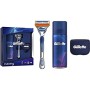 Gillette Fusion 5 Rasoio da uomo con testita di ricarica + Gel da Barba + Astuccio per Testina. Idea Regalo. Edizione Champions 