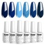 Vishine – Set di 6 smalti gel semi permanenti 8 ml blu turchese verde Soak Off UV LED smalto per unghie gel nail art con confe