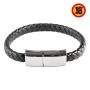 Glo Bracciale di Ricarica USB con Connettore USB-C Compatibile con Sigaretta Elettronica e Cellulari Colore Nero Effetto Similpe