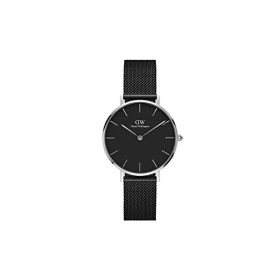 Daniel Wellington Petite Ashfield Orologio Donna, 32mm, in Maglia, Nero/Argento