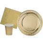 Ciao-Kit Party Tavola Oro persone (94 pezzi: 30 piatti Ø23cm, 24 bicchieri plastica 200ml, 40 tovaglioli carta 33x33cm), Single