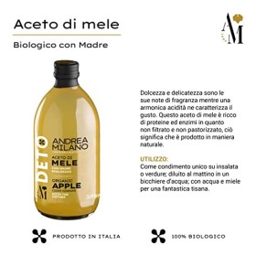 Aceto di Mele Biologico con Madre Non Filtrato Non Pastorizzato Deto Andrea Milano - 500 ml