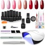 Shelloloh Set di smalti UV per unghie con lampada, 8 smalti UV 36 W UV / LED completo per nail art