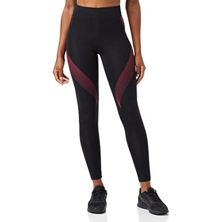 Marchio Amazon - AURIQUE Leggings Sportivi Donna, Nero (Black/love Potion), 44, Label:M