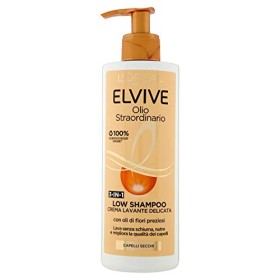 L'Oréal Paris Elvive Low Shampoo Olio Straordinario, Shampoo Senza Schiuma per Capelli Secchi, 400 ml