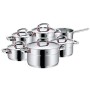 WMF Premium One - Set di pentole a induzione, 6 pezzi, in acciaio INOX Cromargan lucidato a induzione, con coperchio in metallo,