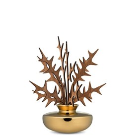 Alessi Ohhh Diffusore a Foglia per Ambiente, Porcellana, Legno di Mogano, Oro, 11 x 32 x 15