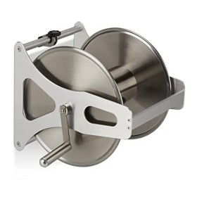 Relaxdays Avvolgitubo da Giardino, Senza Tubo, Acciaio Inox & Metallo, da Terra & a Muro, HLP 30,5x45x36,5 cm, Argento