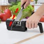 imarku Affilacoltelli Professionale, Affilacoltelli Manuale, Utensili da Cucina 3 Fasi Pieghevole con Macina Nero Adatto a Colte