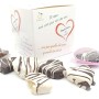 Cuori di pasta di mandorla al rum, ricoperti di finissimo cioccolato. In box regalo San Valentino (gr.300)