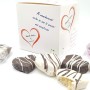 Cuori di pasta di mandorla al rum, ricoperti di finissimo cioccolato. In box regalo San Valentino (gr.300)