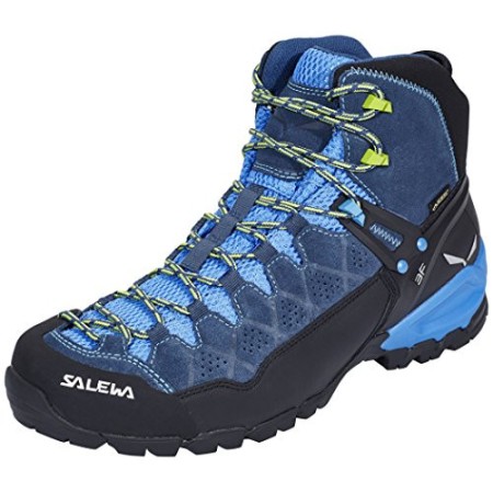 SALEWA Alp Trainer Mid Gtx, Scarpe da Arrampicata Alta Uomo, Blu/Verde (Dark Denim/Cactus 0361), 45 EU