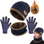 UMIPUBO, set invernale con berretto, sciarpa, guanti per touch screen, per uomo e donna, morbido ed elasticizzato, cappello, sci