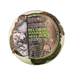 Pecorino Stagionato nelle Noci | forma intera sottovuoto da 1,2 kg | formaggio artigianale toscano | Salumificio Artigianale Gom