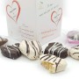 Cuori di pasta di mandorla al rum, ricoperti di finissimo cioccolato. In box regalo San Valentino (gr.300)