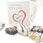 Cuori di pasta di mandorla al rum, ricoperti di finissimo cioccolato. In box regalo San Valentino (gr.300)