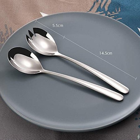 FOXAS Kit de Posate da Insalata Cucchiaio Insalata e forchetta Insalata in Acciaio Inox 304 di Alta qualità e Salad Servers 18/